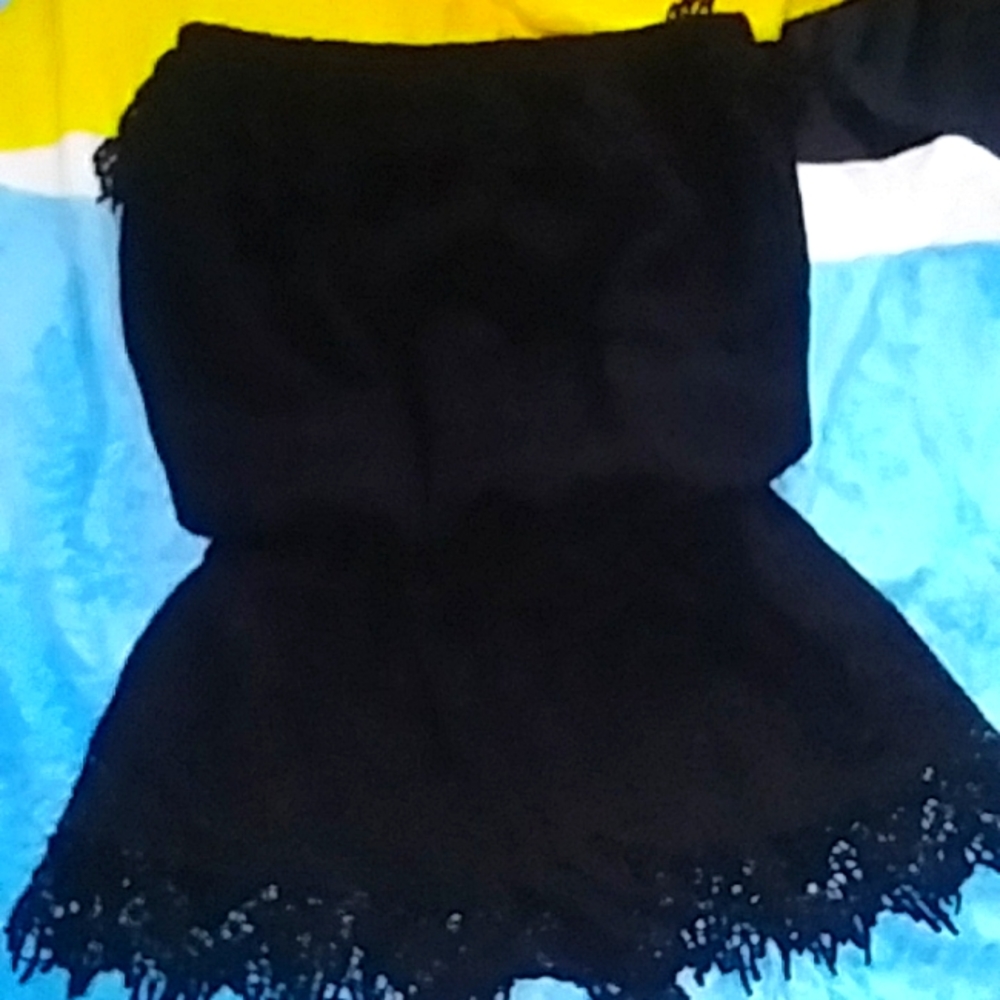 Size Medium Black Crochet detailed Stapless  Romper